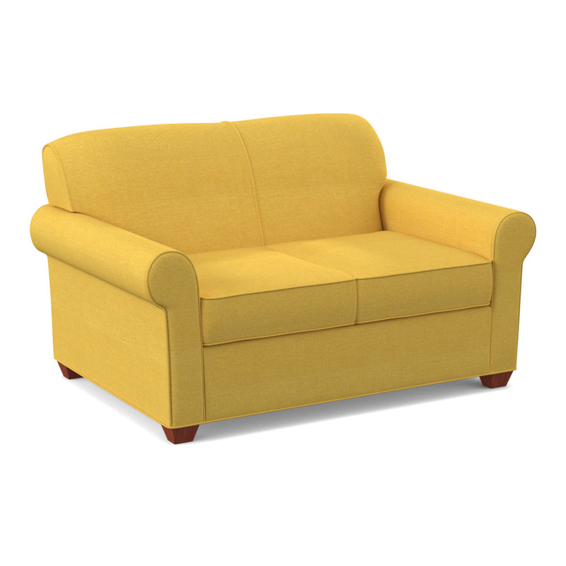 Finn 59" Rolled Arm Sofa Bed Loveseat with Reversible Cushions, BM Cherry, Antic Mimosa