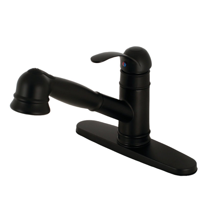 Kingston Brass Eden Single-Handle 1-or-3 Hole Deck Mount Pull-Out Sprayer Kitchen Faucet