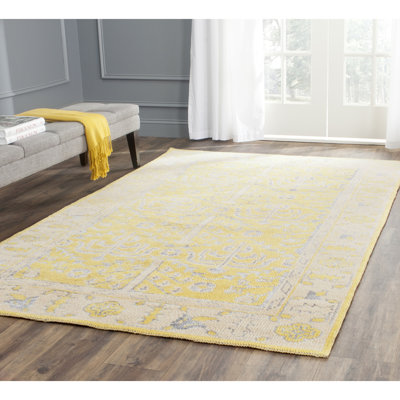 Tapis oriental en laine / viscose / coton noué à la main Brownsburg Stone Wash