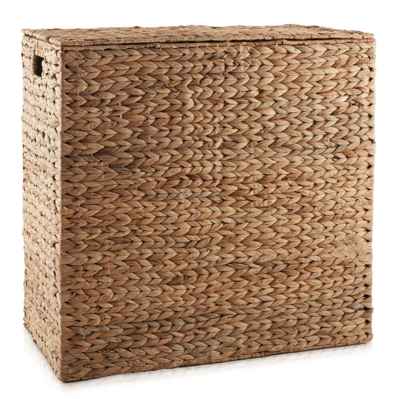 2-Section Laundry Hamper Basket with Removable Liner Bags - Cinnamon Hyacinth, Cinnamon 