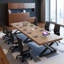 Walnut-coloured rectangular solid wood conference-763115038