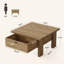 Table basse carrée brune avec rangement pour petits espaces 31,5 po Brown