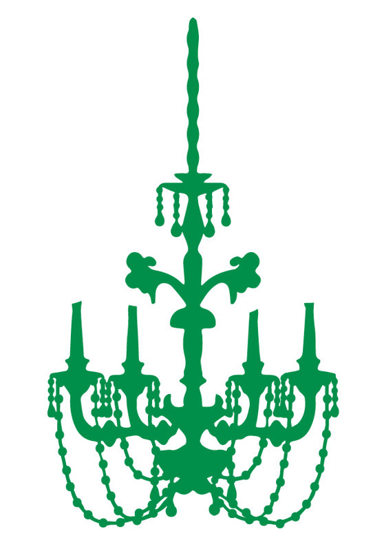 Décalcomanie murale lustre baroque, H 24 po x l 13 po x P 0,01 po, Vert clair