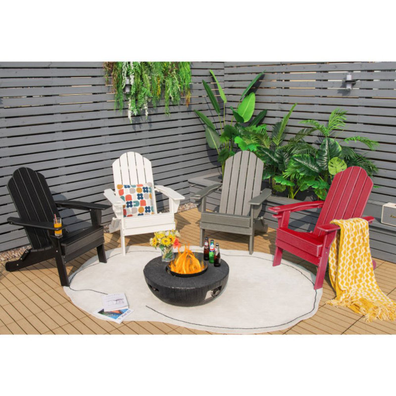 Chaise de patio pliable résistante aux intempéries avec porte-gobelet intégré, Rouge