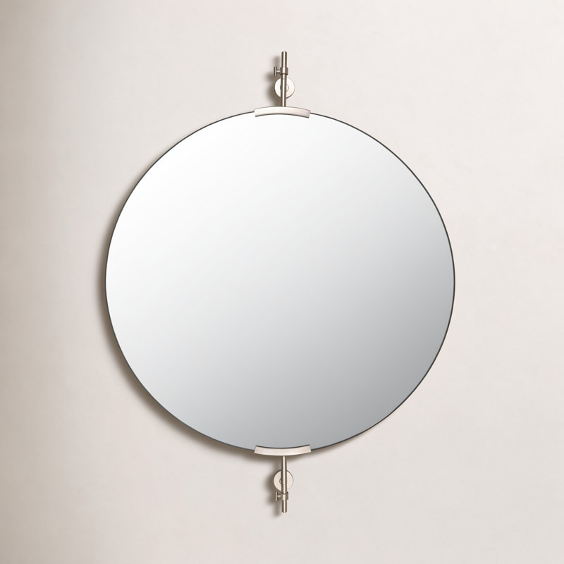 Guava Brass Round Mirror, 34" x 24"