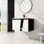 Meuble-lavabo de salle de bain avec lavabo simple, porte silencieuse à fermeture en douceur et lavabo moderne de style contemporain avec porte lisse, fixation murale Grace