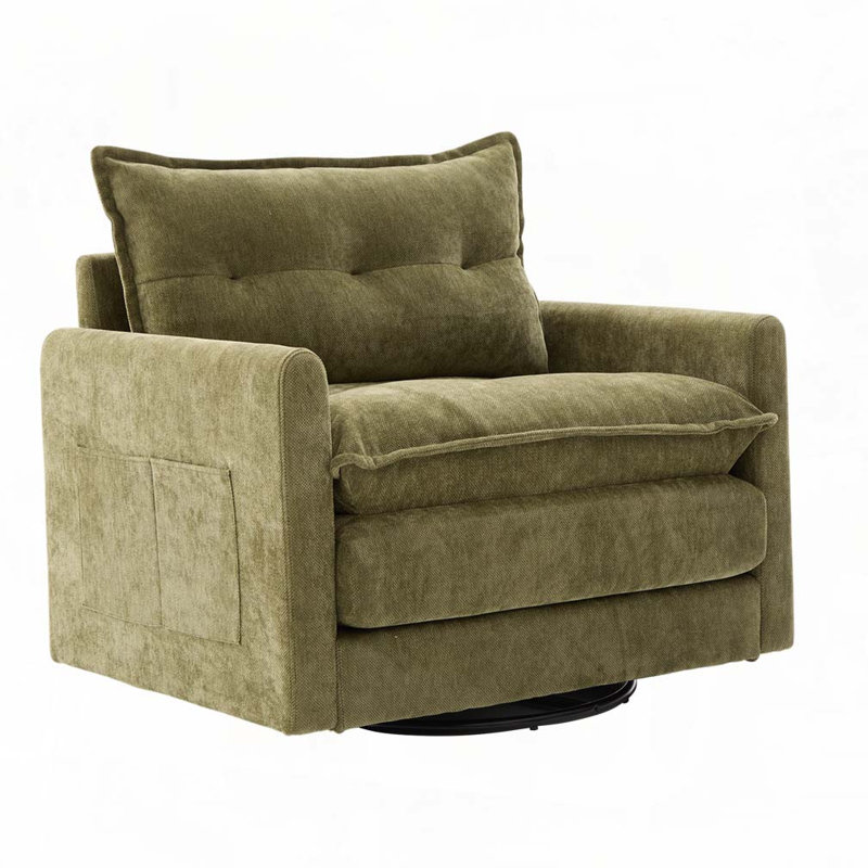 Swivel Barrel Chair, Olive Green