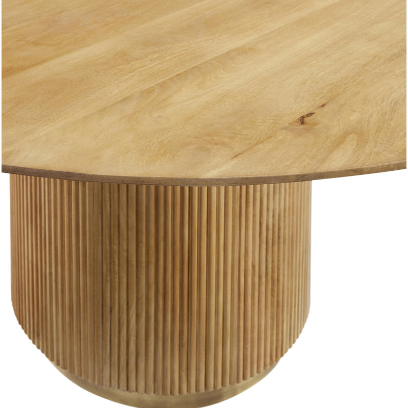Dorella 60'' Round Dining Table, Wood / Gold, Wood