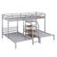 Lit superposé triple en métal avec tablettes de rangement et escalier-1907285792