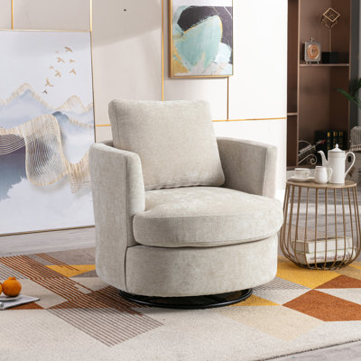 Yelina Polyester Slipcovered Swivel Barrel Chair