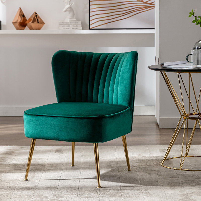 Farrah Velvet Side Chair, Green Velvet