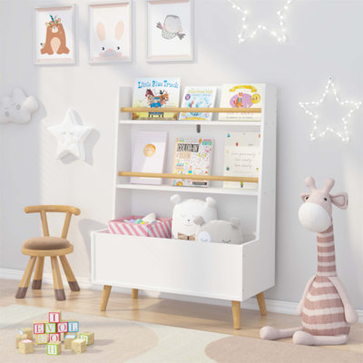Organisateur de rangement pour livres et jouets pour enfants, conception à plusieurs niveaux pour les livres et les jouets, sécuritaire et durable pour les chambres d'enfants