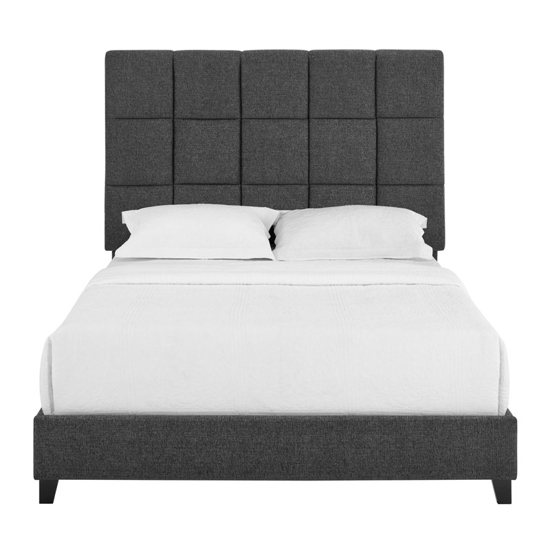 Squares Upholstered Platform Bed, Queen