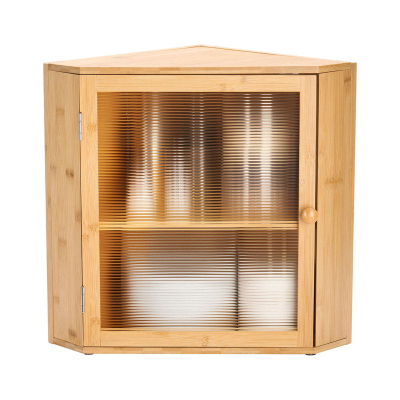 Boîte à pain de coin pour comptoir de cuisine - Contenant de rangement en bambou double couche avec tablette réglable et porte en acrylique
