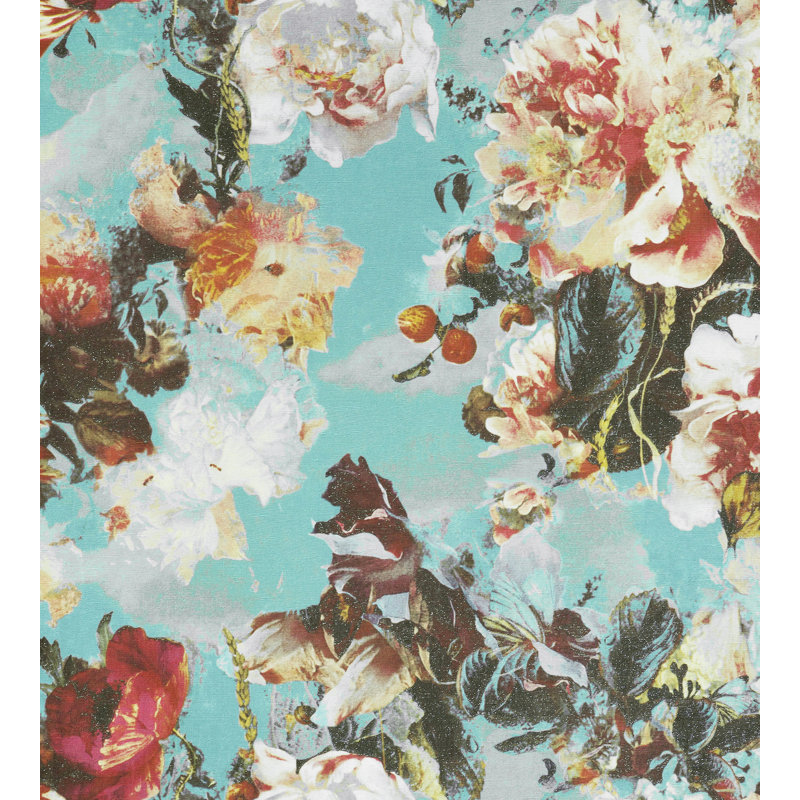 Les Papiers Floral Wallpaper Double Roll, Bleuet