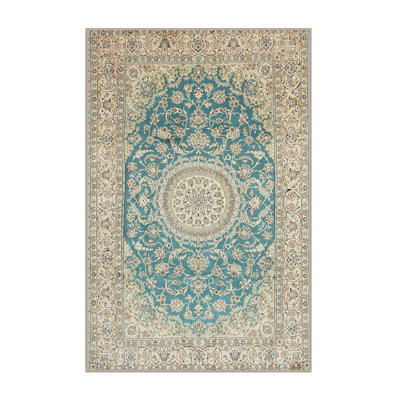 Beige oriental/Tapis décoratif bleu