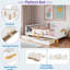 Lit plateforme avec tiroirs de rangement, garde-corps, petite tablette et crochets-1178812075-1178812074