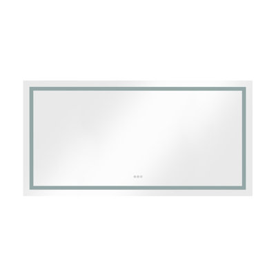 Miroir à DEL 72 po x 36 po pour salle de bain, fonction brouillard, 3 températures de couleur, gradation continue, verre Hd, aluminium, miroir mural 72 po 36 po avec, brouillard, couleurs, meuble-lavabo
