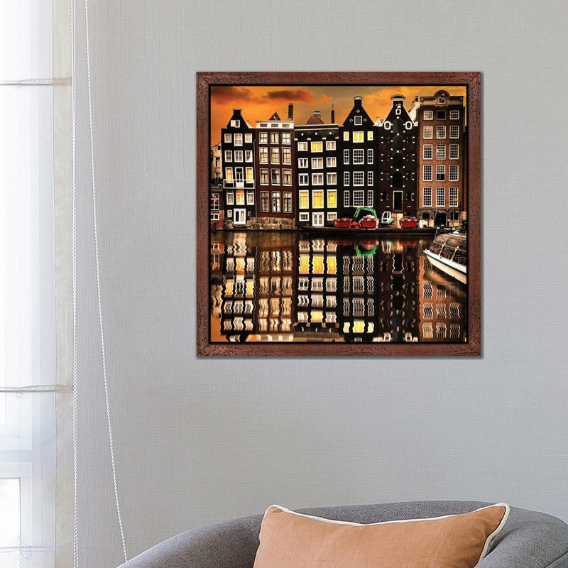 Amsterdam II by Enzo Romano - Print on Canvas, 66.04 cm H x 66.04 cm W, Brown Framed