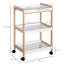 3-Tier Mobile Kitchen Trolley Cart Storage Shelves Rack Rolling Wheels 46*35*745 cm Pine 1 Piece Utility Trolley Multicolor with Lockable Wheels