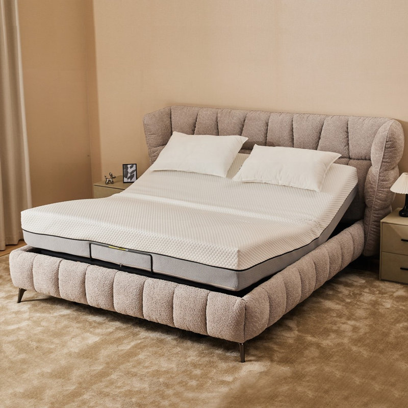 Structure de lit grand avec moteur silencieux, tête réglable et amp; Inclinaison du pied, aucun sommier requis, solide et amp; Durable