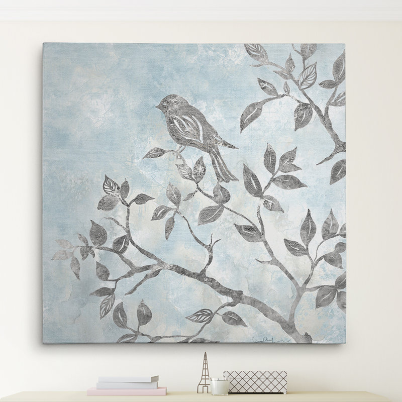 « mou silhouette oiseau », reproduction de peinture à l’acrylique sur toile tendue, H 40 po x l 40 po x P 1,5 po