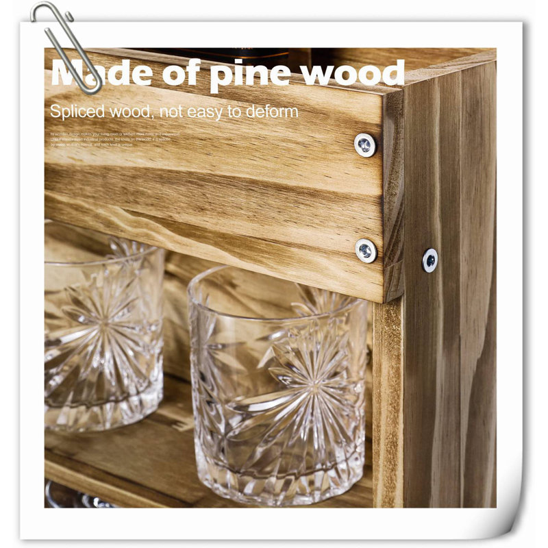 Wine Rack Wall Mounted Wood,Wine Shelf With Bottle Stemware Glass Holder Rustic, Wine Display Storage Rack With Cork Holder For Home Bar Kitchen Decor