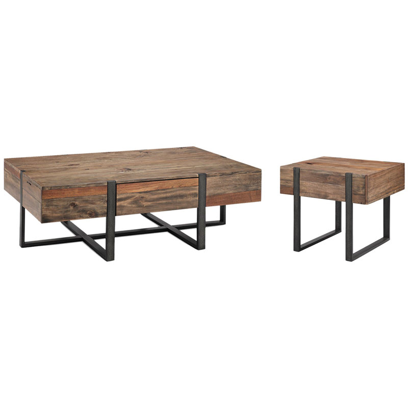 Troy Rectangular Cocktail Table With End Table, 2 Pieces: Coffee Table, End Table