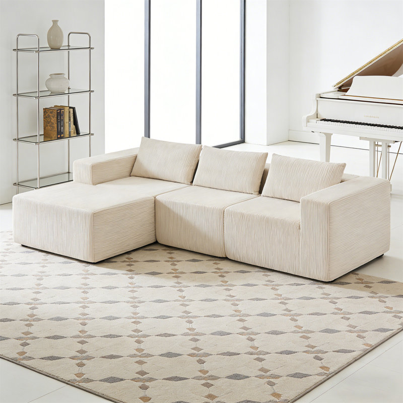 107" Compressed Sectional Sofas, Beige