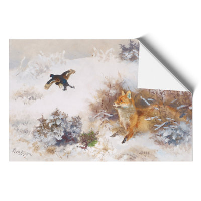 Fox And Black Grouse - No Frame Print