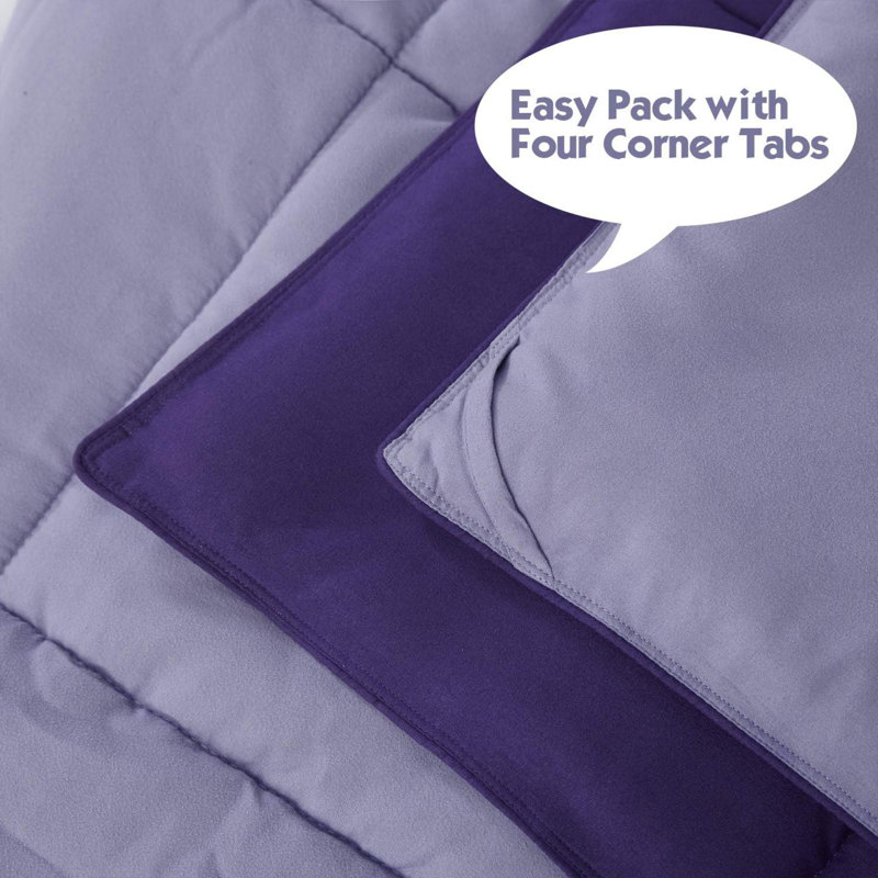 3Pc Comforter Set - All Season Reversible Down Alternative Comforter With Sham - Quilted Duvet Insert With Corner Tabs - Box Stitched - Breathable, Soft, Fluffy