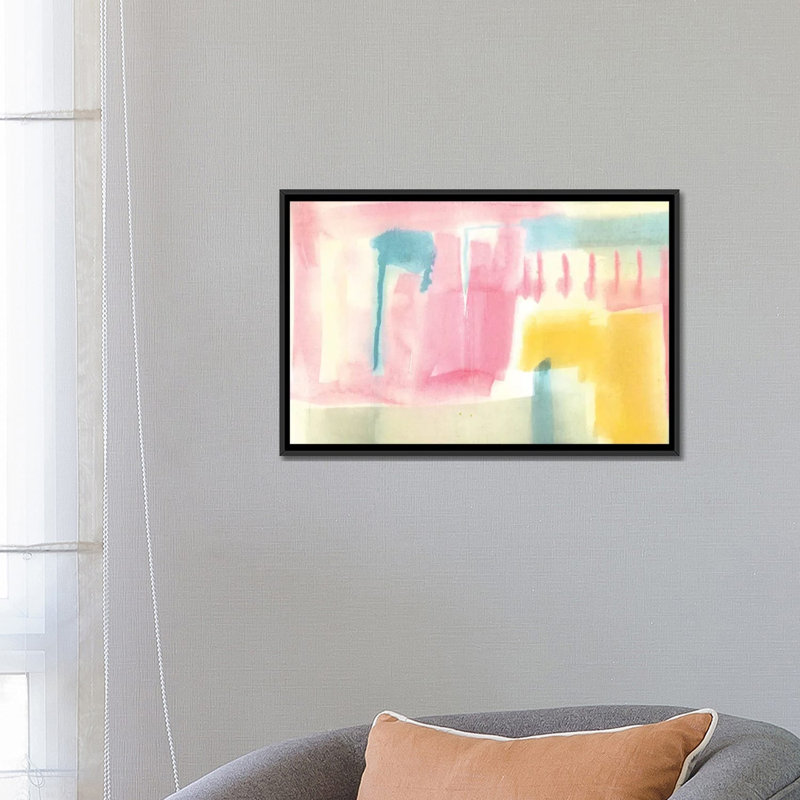 «Pastel Luxe III», reproduction sur toile, H 18 po x l 26 po x P 1,5 po, Toile avec cadre noir, Pas de tapis