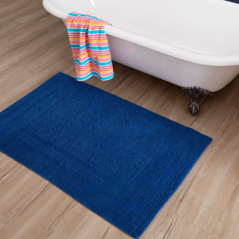 Kail Plush Stain/Fade Resistant Machine Washable Bath Mat, 27" W x 45" L, Fiesta Cobalt
