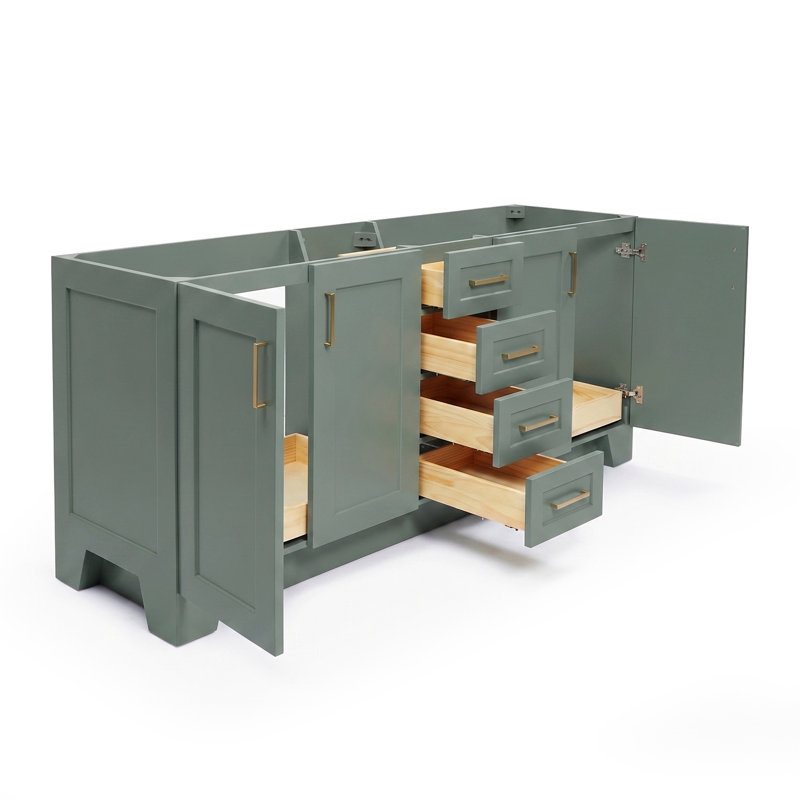 72" Double Bathroom Vanity Base Only, Vintage Green