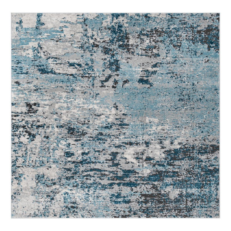 Tapis bleu / gris Sumiko, Square 7'10"
