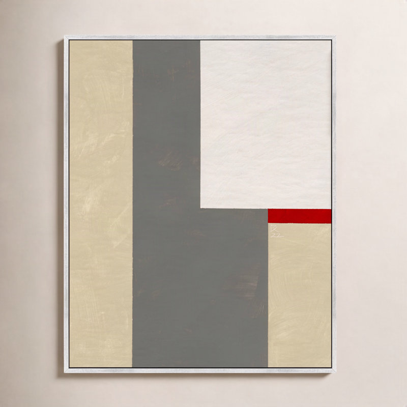 «Slice of Red 2» par Robert Kamnatnik - Art mural encadré, H 25 po x l 20 po x P 1,38 po, Toile avec cadre argenté