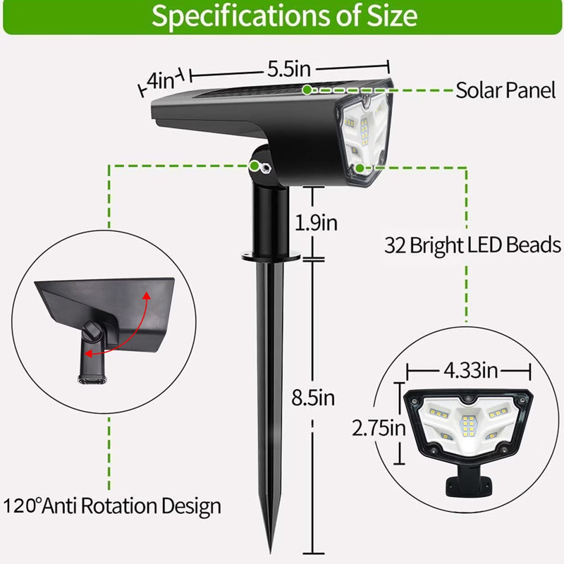 Solar Powered Integrated LED Spot Light Low Voltage Outdoor Waterproof