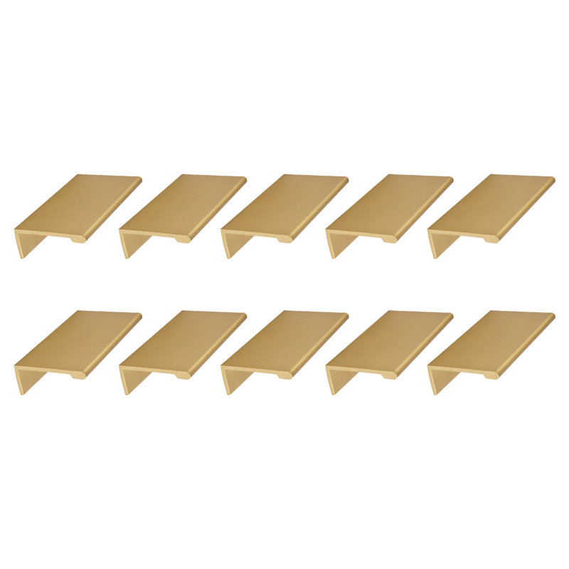 Satin Gold Modern Finger Pulls with Mounting Hardware, Set of 10