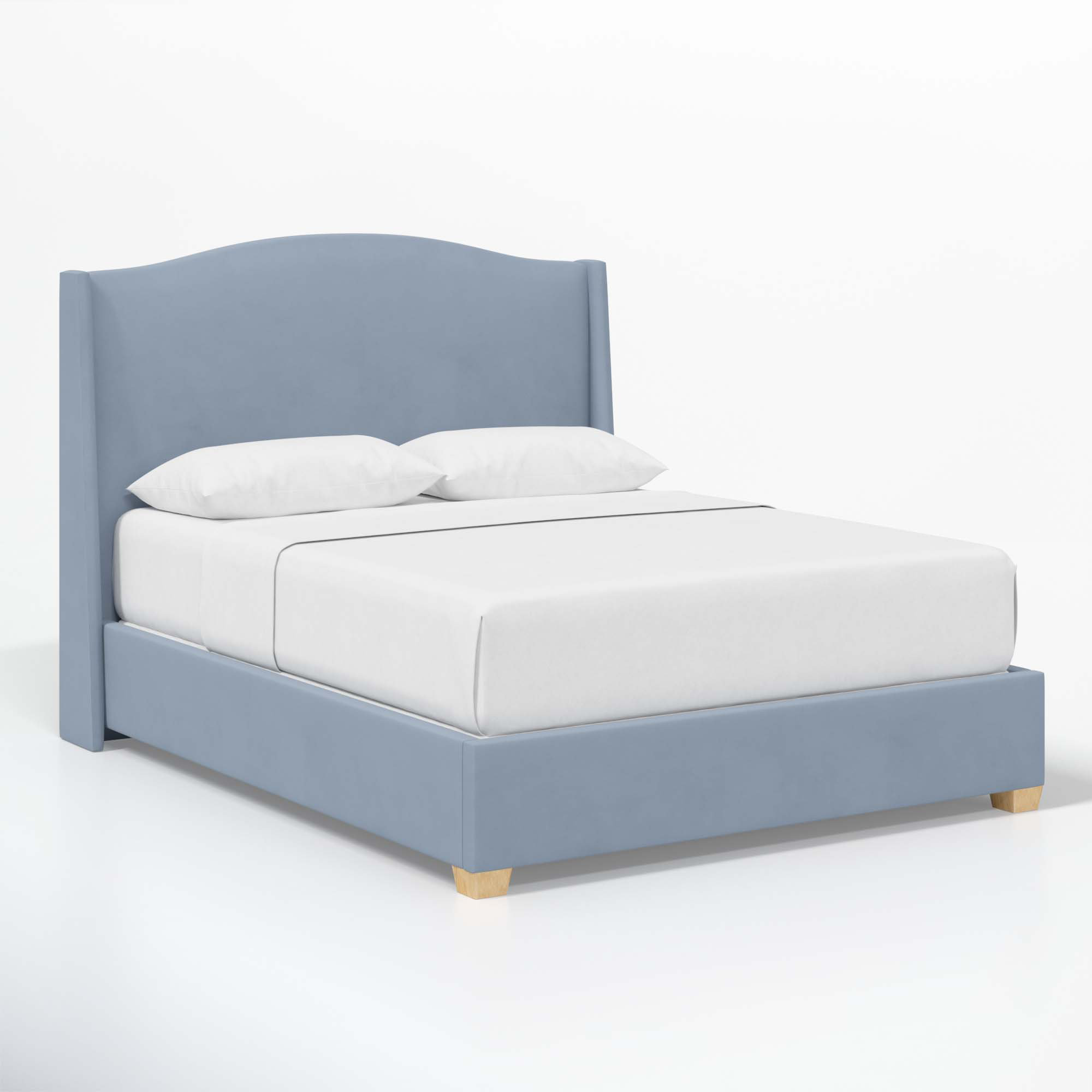Allis Upholstered Wingback Bed, Classic Ocean Velvet, California King