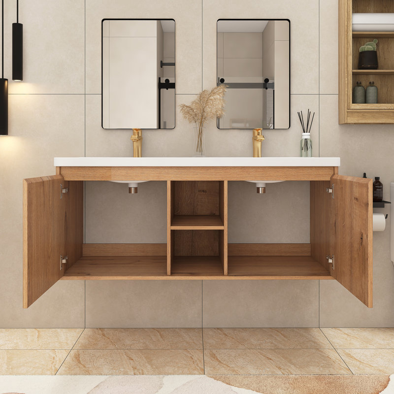 Meuble-lavabo double 48 po avec plateau en résine Diemo