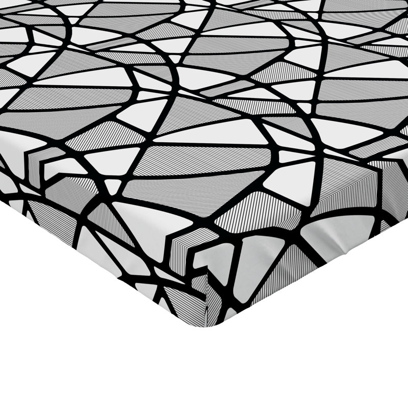 Ensemble de 2 draps-housses Ambesonne, Noir / blanc géométrique, Drap-housse grand