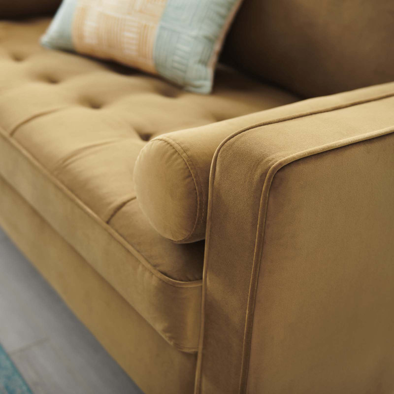 Valour Performance Velvet Loveseat, Cognac