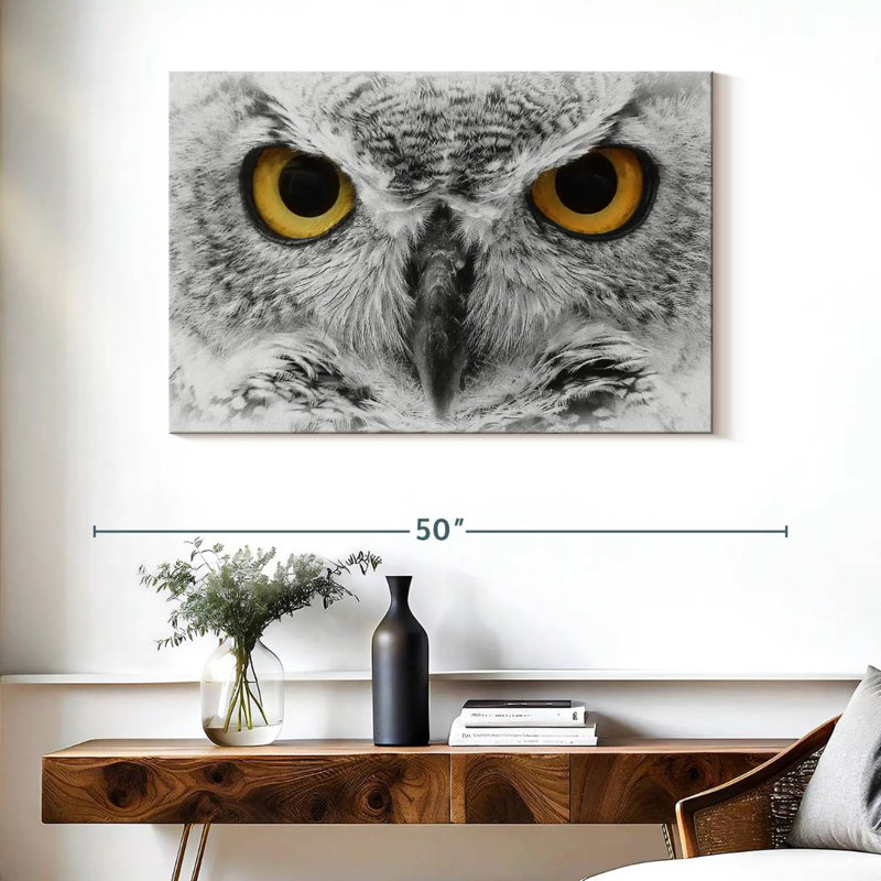 Brampt Staring Eagle Owl, 26" H x 39" W