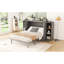 Lit avec tablettes, tiroirs et ports, gris - compact compact pour petites pièces-488138184-488138190