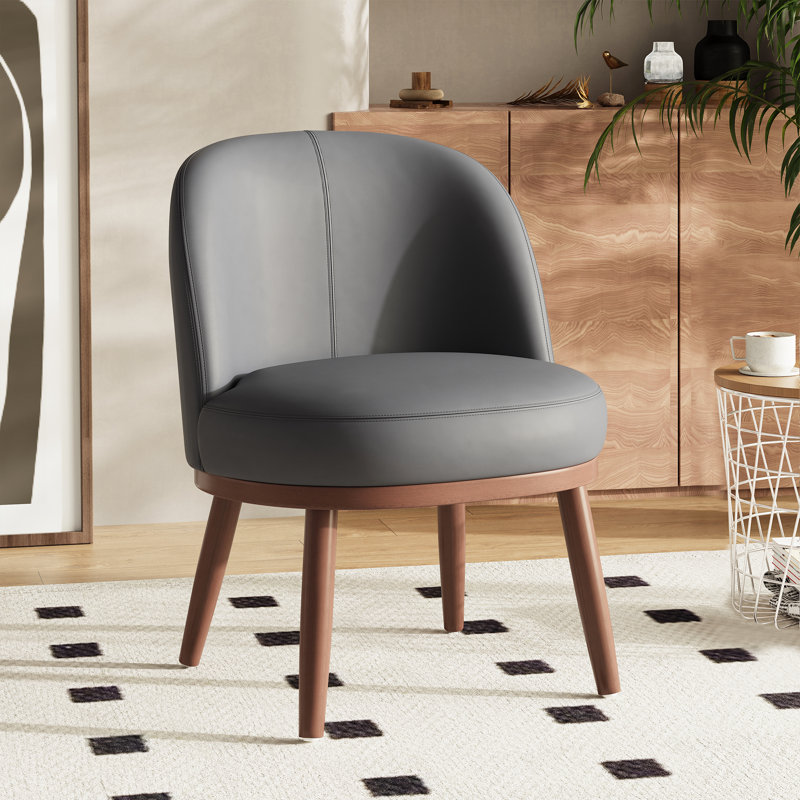 Modern Upholstered Dining Chair with Solid Wood Legs, Olive