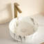 Lavabo vasque rond en céramique de 14 pouces, motif pierre, blanc mat, convenant aux comptoirs de lavabo de salle de bain de 13,95 pouces avec divers