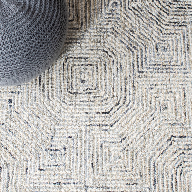 Deyoung Hand Tufted Wool Geometric Rug, Rectangle 6 pi x 9 pi
