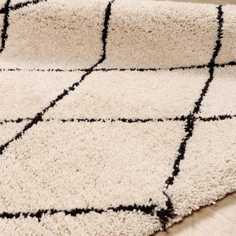 Berlin Geometric Hand Woven Shag Area Rug, Rectangle 200 x 300cm