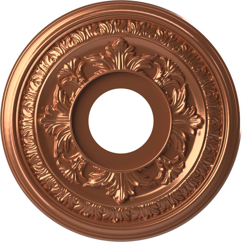 Baltimore Thermoformed Ceiling Medallion, Bright Coat Copper, 13" H x 13" W x 0.75" D