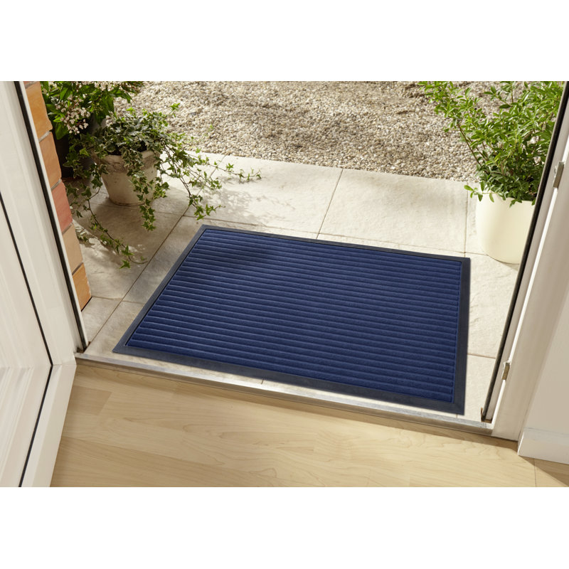 Non-Slip Solid Color Doormat, Blue, Rectangular 60 x 90cm
